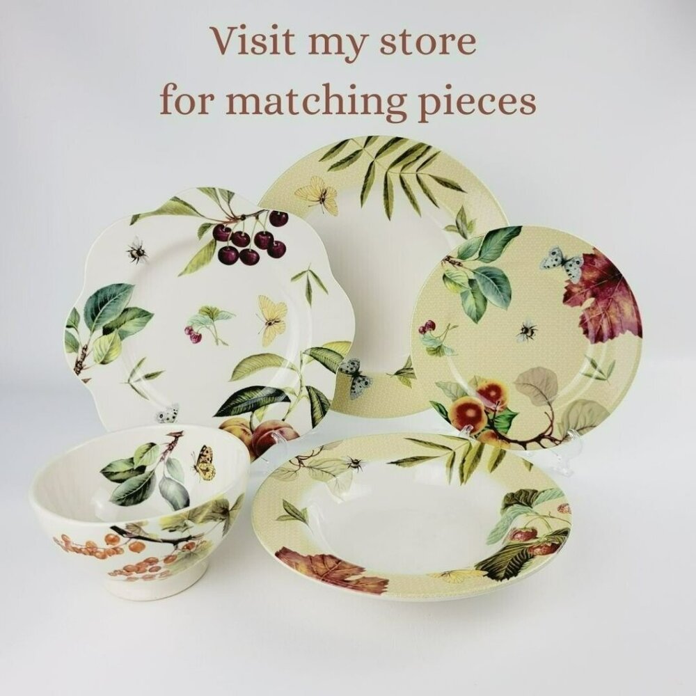 Spode Fruit Haven Salad Plate Butterfly Bee Fruit & Leaves, Fall Autumn Dishes - Picture 12 of 12